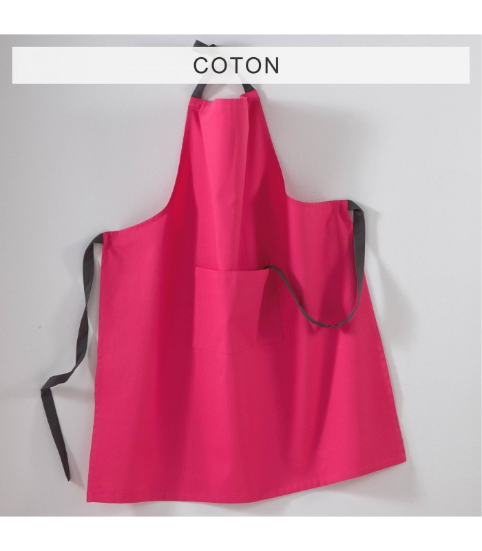 Tablier de cuisine brodé fuchsia