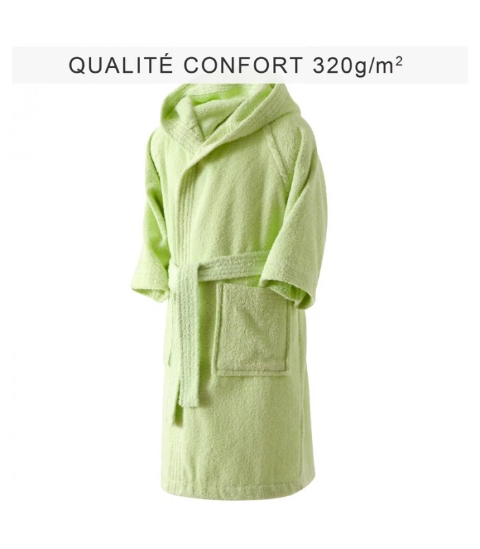 Peignoir brodé enfant vert