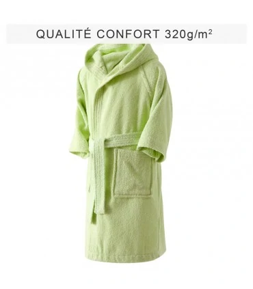 peignoir brodé enfant couleur vert