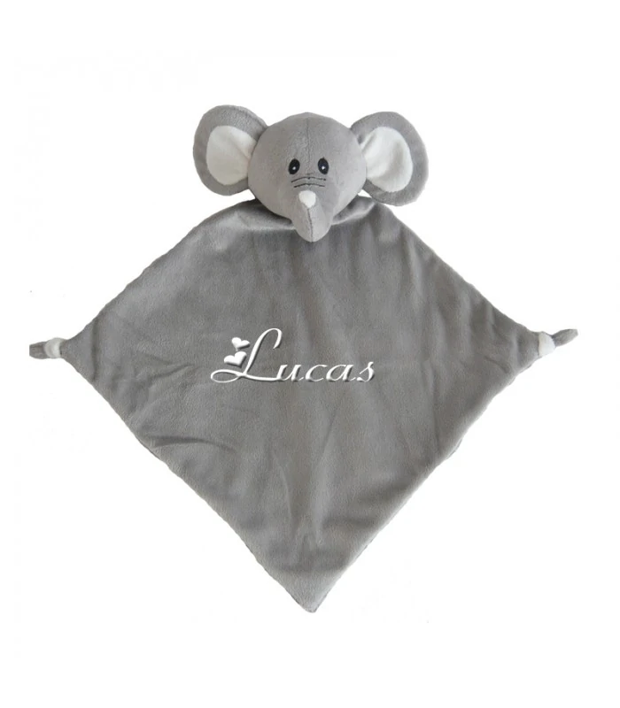 Doudou brodé peluche éléphant