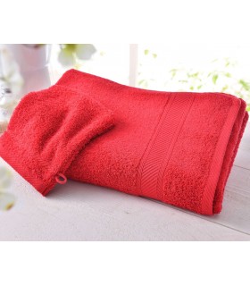 Drap de bain naissance brodé rouge 