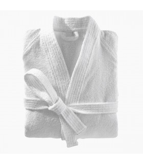 Peignoir brodé col kimono blanc