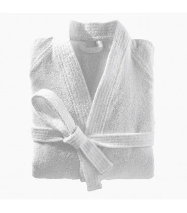 Peignoir brodé col kimono blanc
