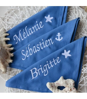 serviette de table personnalisée mer avec prénom