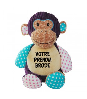 broderie sur peluche singe
