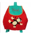 Sac Enfant Singe Brodé Prénom (32x42 cm) | Sac Maternelle/Crèche Poche Zippée