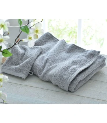 Serviette brodée gris