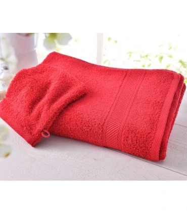 Serviette brodée rouge