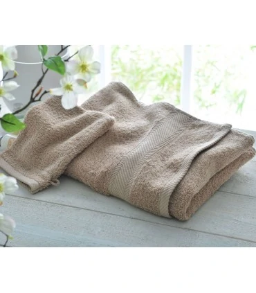 Serviette brodée taupe
