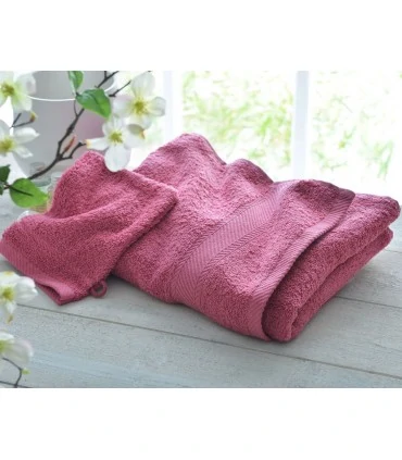 Serviette brodée framboise
