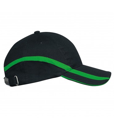 Casquette team  bicolore brodée noire ligne verte