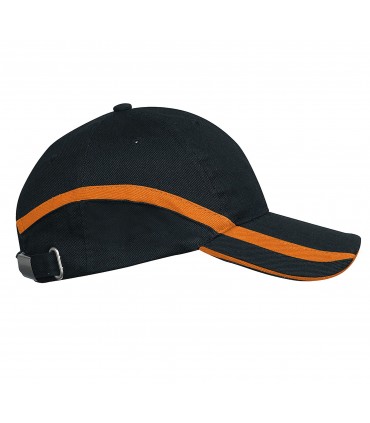 Casquette team  bicolore brodée noire ligne orange