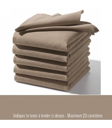 Broderie serviette table taupe