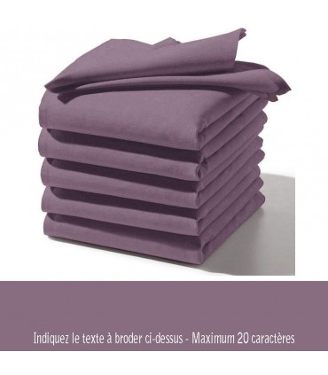 Broderie serviette table violet