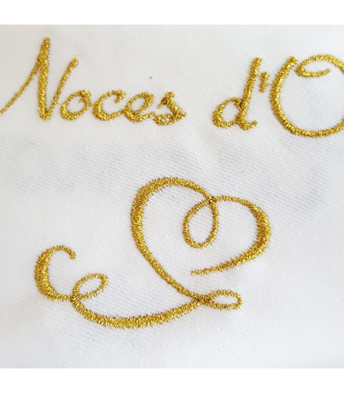 Serviette de table brodée noces d'or