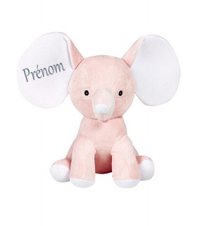 Peluche éléphant rose broderie