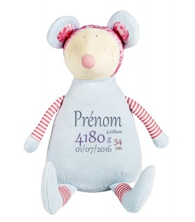 Souris peluche tissus brodée