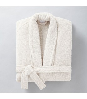 Peignoir brodé col châle écru