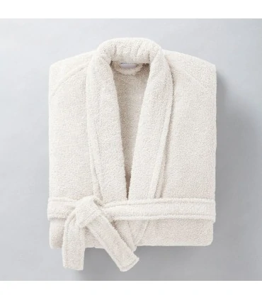 Peignoir brodé col châle écru