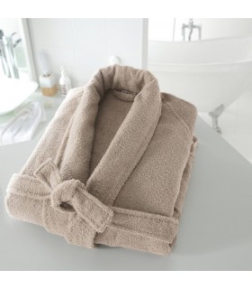 Peignoir personnalisé d'une broderie col châle ficelle