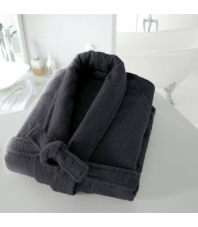 Peignoir personnalisé avec broderie col chale noir