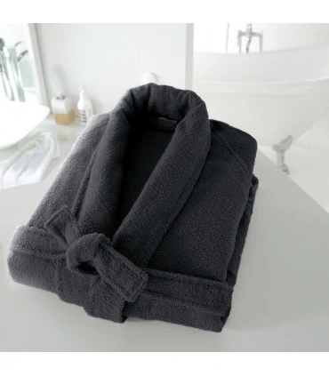 Peignoir personnalisé avec broderie col chale noir