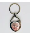 Porte clé argenté coeur photo