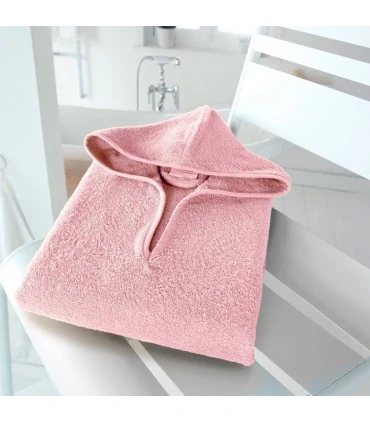 Poncho enfant brodé rose pale