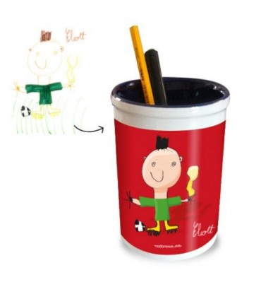 pot à crayons imprimé avec dessin enfant
