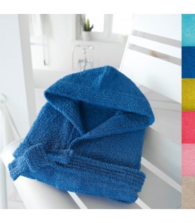 Peignoir brodé enfant bleu foncé