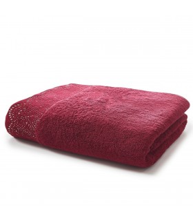 Drap de bain avec dentelle bleu brodé