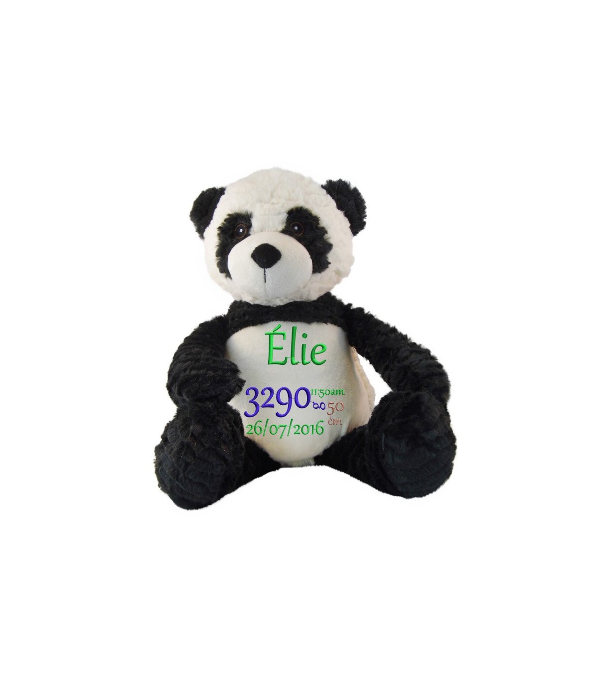 Un magnifique panda en peluche brodé et personnalisé avec pr