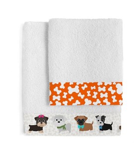 Serviette brodée avec prénom motif chien