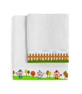 Serviette brodée avec prénom petit cochon