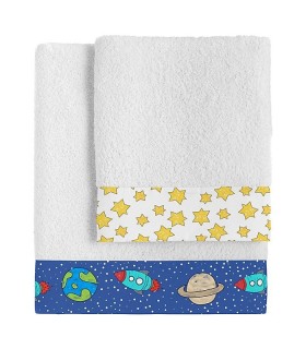 Serviette enfant à broder thème espace