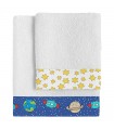 Kit Serviette Enfant Thème Espace – Motif Imprimé et Prénom Brodé