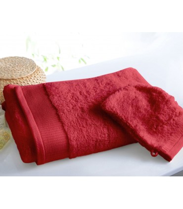 Maxi drap de bain  brodé rouge