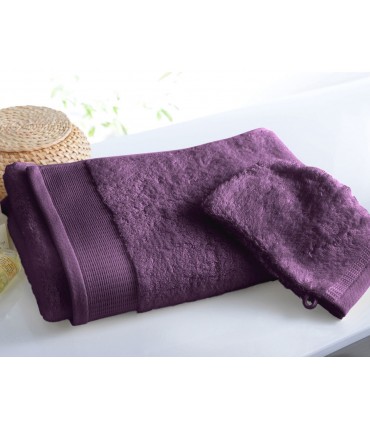 Maxi drap de bain  brodé violet