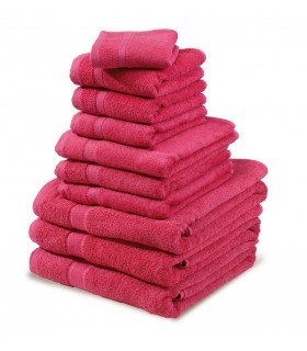 Drap de bain brodé framboise