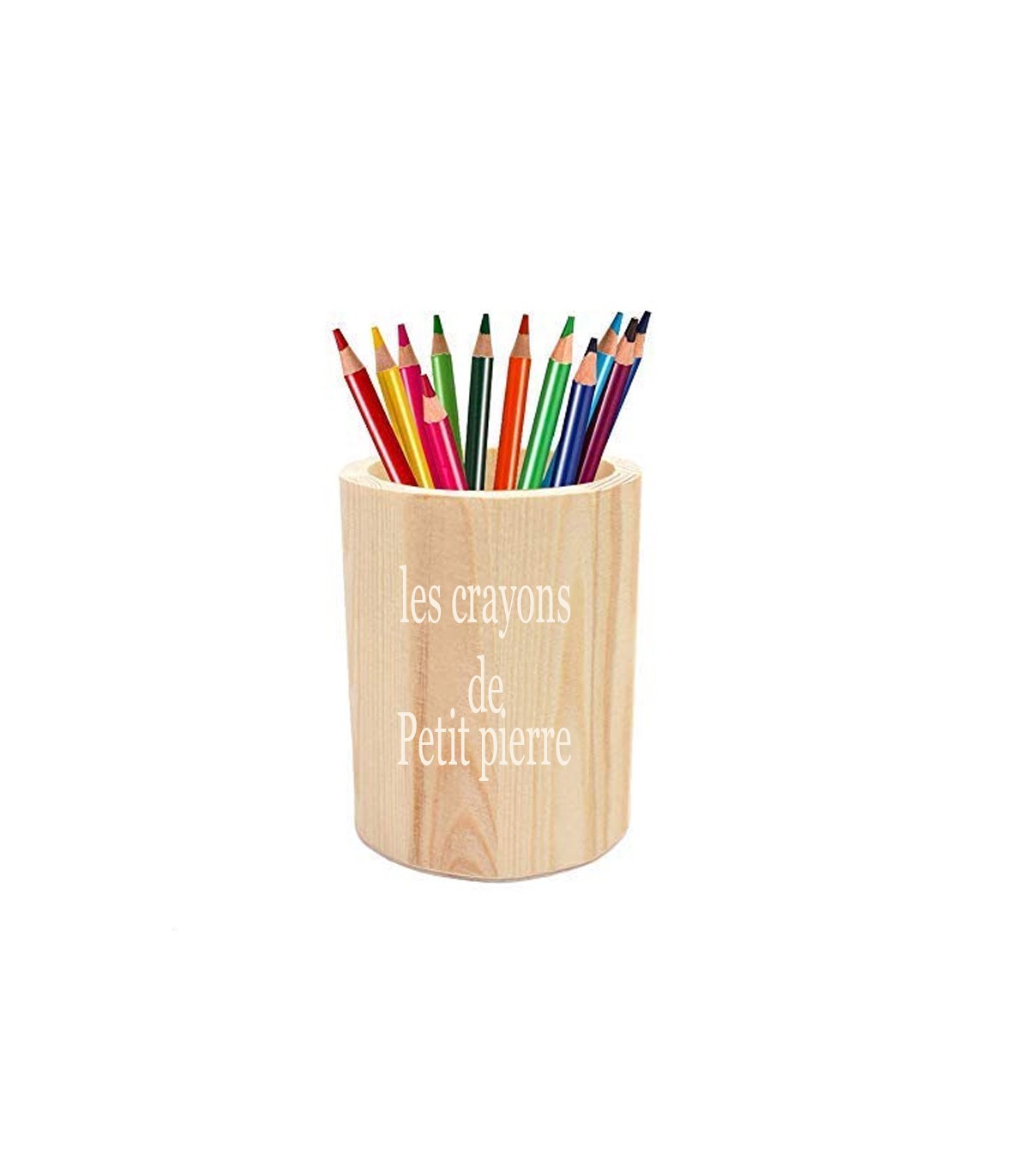 Votre pot à crayons tout en bois gravé et personnalisé avec