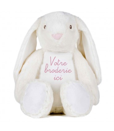 Peluche lapin zippé et brodé