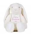 Peluche Lapin Blanc Zippée Personnalisée - Doudou & Range-pyjama