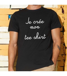 Tee shirt noir manches courtes floqué