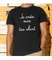 Tee shirt noir manches courtes floqué