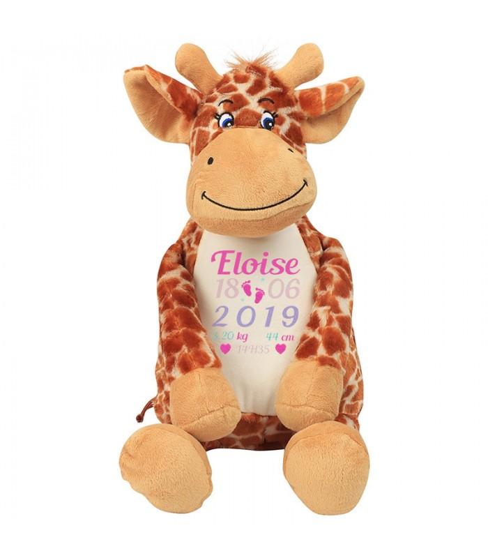 Peluche girafe brodée en cadeau de naissance