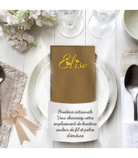 Serviette de table brodée caramel