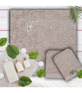 Maxi drap de bain brodé beige