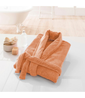 Peignoir brodé col chale orange