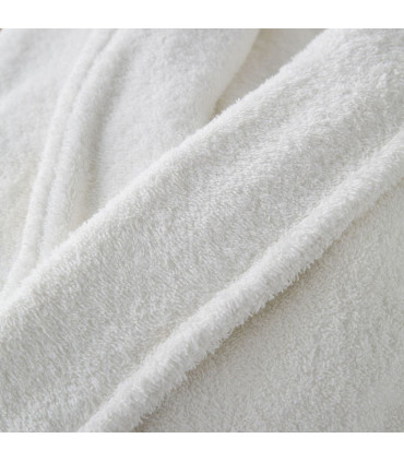 Peignoir brodé col chale blanc