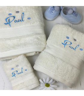 Kit naissance éponge serviettes brodé